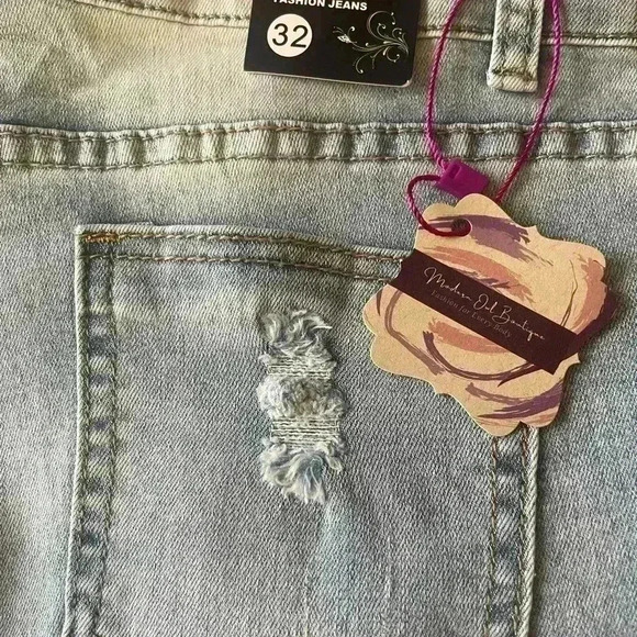 LAIERNA distressed embellished high rise skinny jeans women’s size 30 - Picture 14 of 15